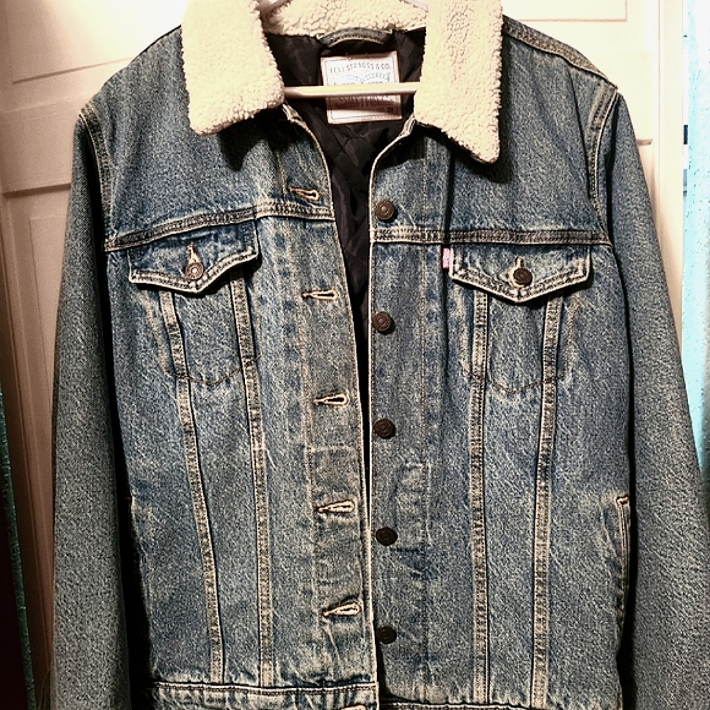 Womens Levi sherpa quilted lined denim jacket size 2X